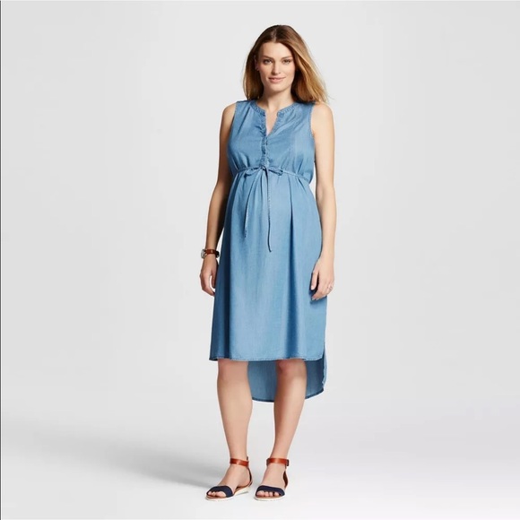 NWT $28 Liz Lange Denim Colored Maternity Dress Size Medium